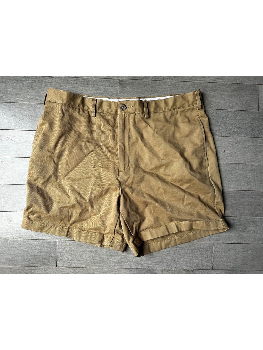 Lands' End Traditional Fit Men's Khaki Chino Preppy Boat Shorts Size 37